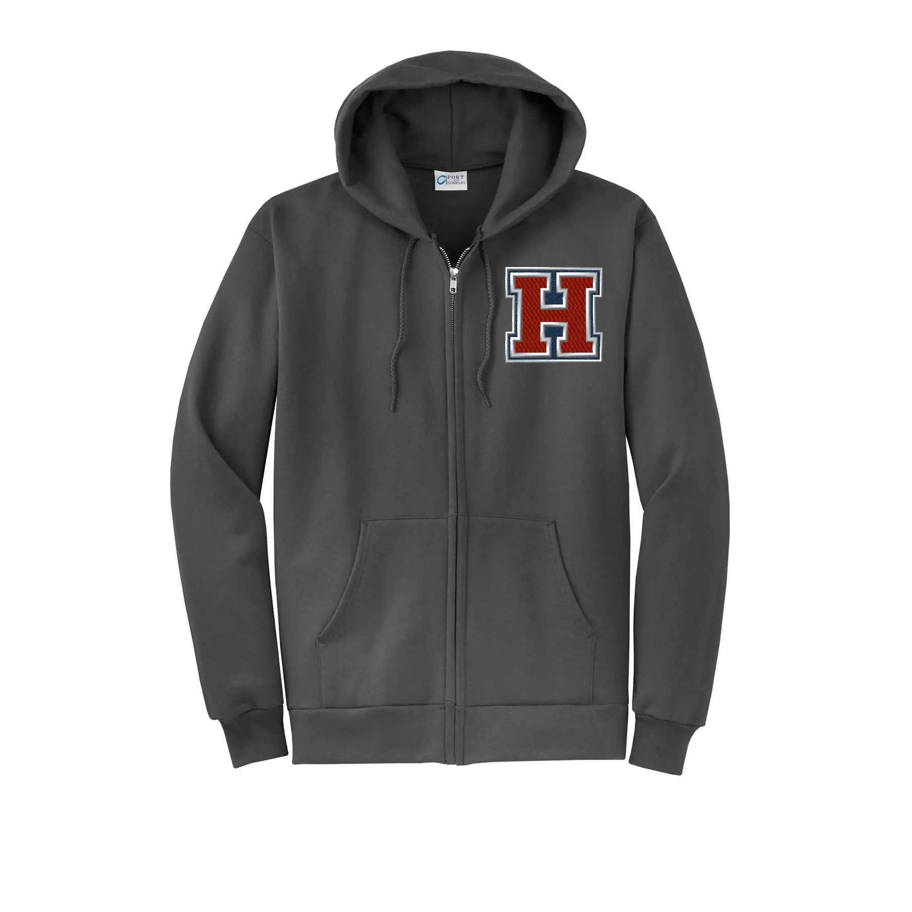 Horton Middle H Embroidery Adult Full Zip Hoodie - Image 1