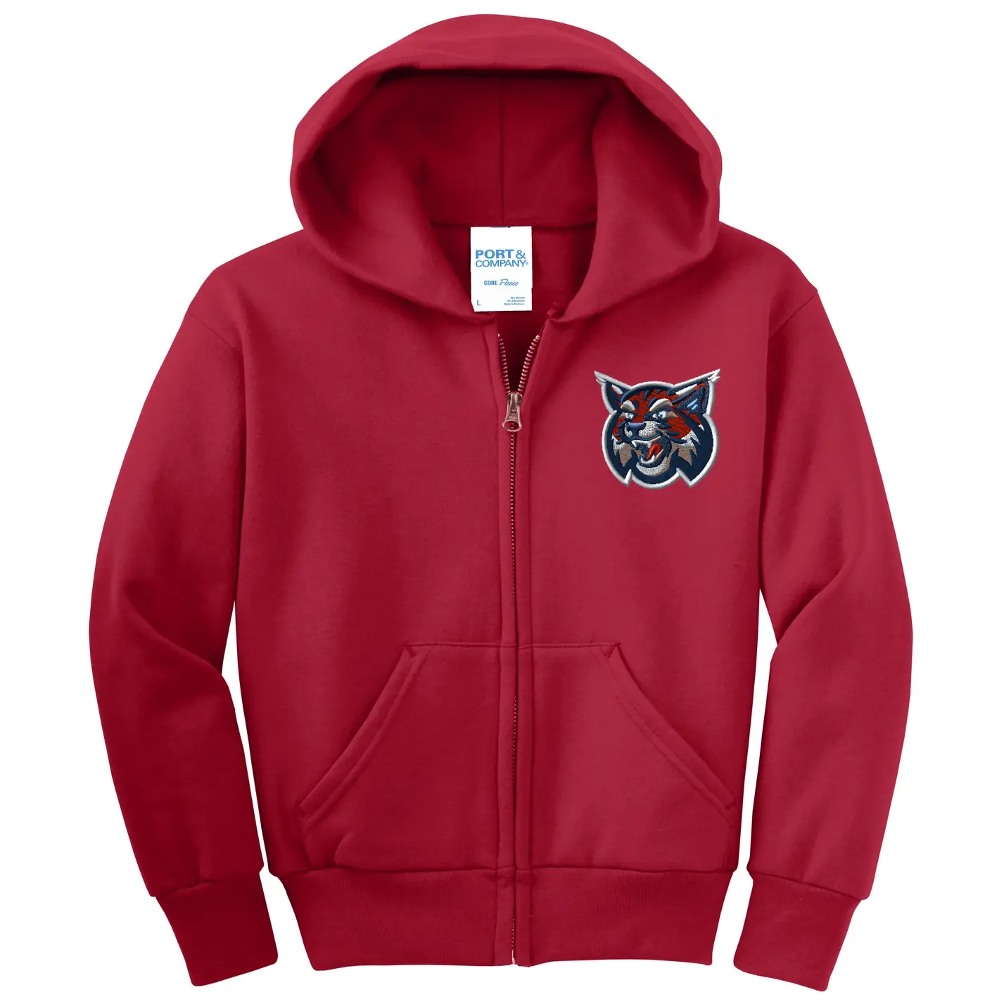 Horton Middle Wildcat Embroidery Youth Full Zip Hoodie - Image 1